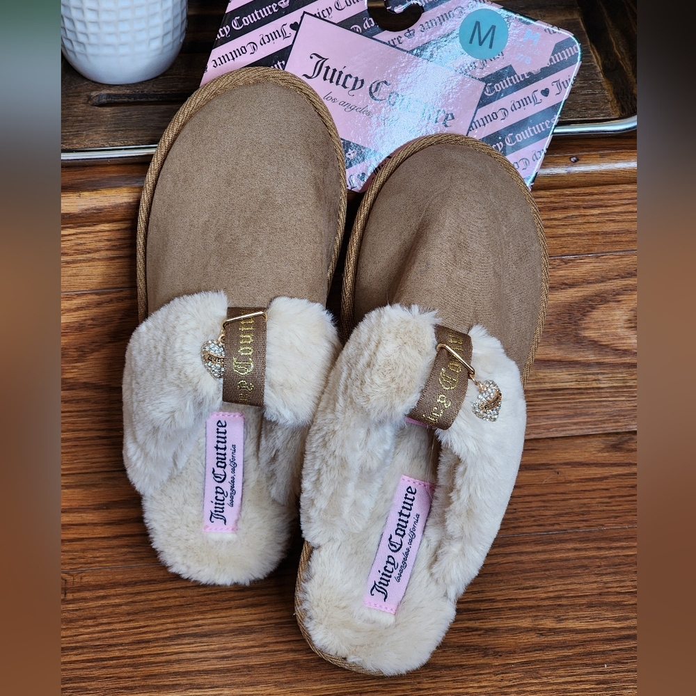 Juicy Couture Women's Darlene Natural Faux Fur Comfortable Mules Slippers - Picture 2 of 7